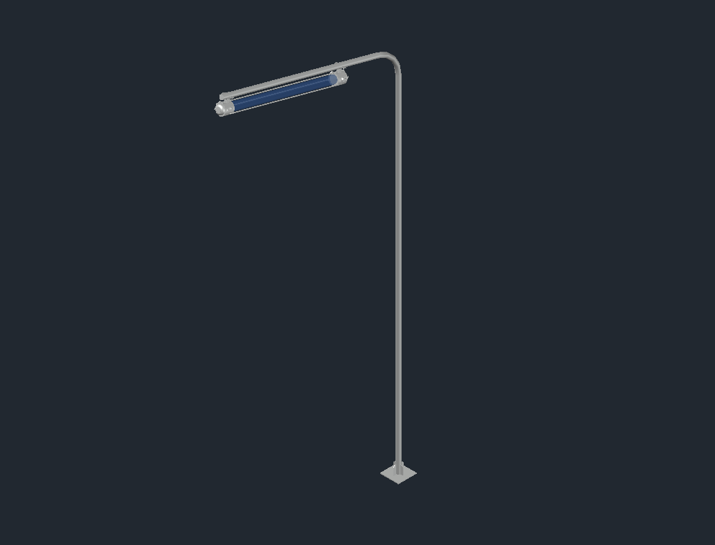 Fluorescent Pole Light 3D Model DWG Download for Lighting Projects